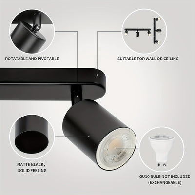1pc Luz de techo LED con 3 Bombillas, foco giratorio para techo GU10, barra de focos de techo moderna para cocina, dormitorio y sala (Bombilla no incluida)