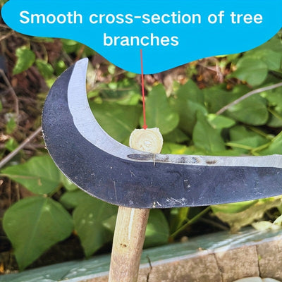 2 en 1 Cuchillo de Acero al Carbono y Guadaña para Cortar Hierba - Herramienta Manual Resistente para Agricultura, Jardinería y Cuidado del Césped - Mangos Ergonómicos, Sin Necesidad de Electricidad