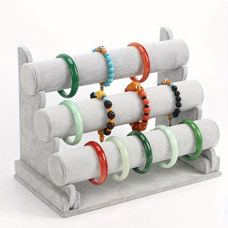 Expositor de Joyería de Madera de 1/2/3 Niveles con Estantes Forrados en Terciopelo - Organizador Ovalado para Relojes y Pulseras para Decoración del Hogar, Boutique o Almacenamiento de Escritorio - Expositor Multiusos para Joyería, Diseño Elegante de Ma