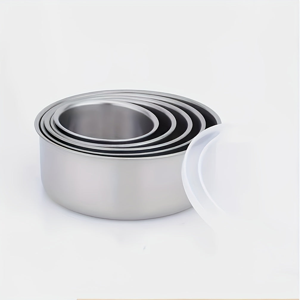 Juego de 10 Recipientes para Alimentos de Acero Inoxidable con Tapas Antifugas, Organizador Redondo Apilable - Ideal para Preparación de Comidas, Sobras y Despensa - Apto para Lavavajillas, Diseño Multitamaño y Estilo Minimalista