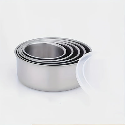 Juego de 10 Recipientes para Alimentos de Acero Inoxidable con Tapas Antifugas, Organizador Redondo Apilable - Ideal para Preparación de Comidas, Sobras y Despensa - Apto para Lavavajillas, Diseño Multitamaño y Estilo Minimalista