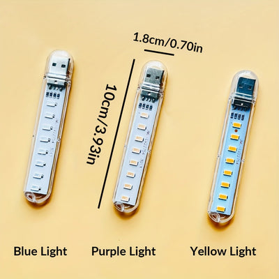 Luz nocturna rectangular portátil para dormitorio, 1/2 piezas, luz de lectura con 8 LED, luz ambiental para decoración de habitación, lámpara de ambiente para autos, mesita de noche, luz decorativa con USB, luces LED para decoración del hogar