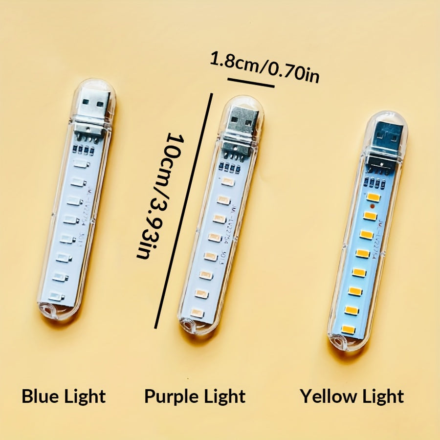 Luz nocturna rectangular portátil para dormitorio, 1/2 piezas, luz de lectura con 8 LED, luz ambiental para decoración de habitación, lámpara de ambiente para autos, mesita de noche, luz decorativa con USB, luces LED para decoración del hogar