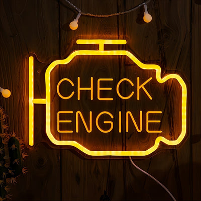 1pc Letrero de neón "Check Engine" - Luz de pared con alimentación USB de plástico con control de interruptor, Letrero de neón decorativo multiusos para bodas, fiestas de compromiso, decoración de dormitorios