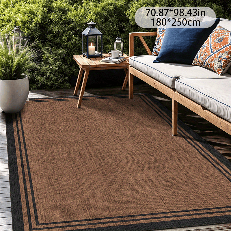 Zulida Alfombra Moderna Marrón para Áreas Exteriores - Poliéster Duradero, Alfombra Decorativa Antideslizante para Patio, Porche y Uso Interior/Exterior, Lavable en Máquina, Pila Baja, Decoración Exterior | Decoración Moderna | Alfombra Lavable, Alfombra