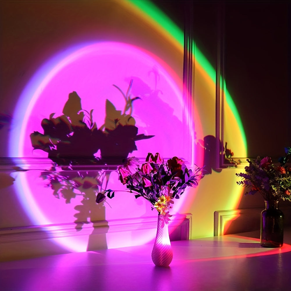 Lámpara LED de proyección de atardecer con control remoto, 16 colores, 4 modos de iluminación arcoíris para fotografía, selfies, fiestas y decoración del hogar, alimentación por USB, acabado pulido, regalo ideal para mujeres, decoración de habitación, lu