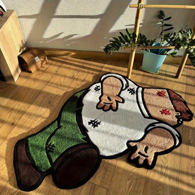 1 alfombra de peluche suave imitación cachemira con diseño único de personaje animado, ideal para dormitorio, sofá o decoración del hogar, accesorio para sofá, alfombra de sala o detalle divertido para la habitación, solo lavado a mano, textura suave y e