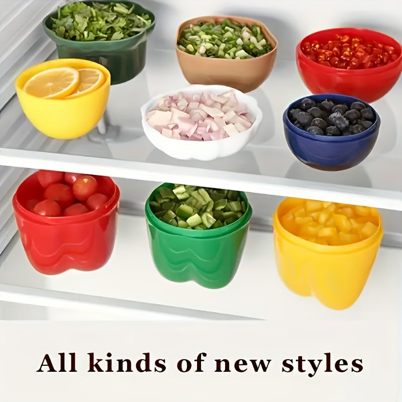 7 Piezas de Contenedores para Frutas y Verduras - Tapas Antiderrames, Recipientes Reutilizables para Refrigerador y Despensa, Lavado a Mano, Almacenamiento de Granos, Ajo, Utensilios Divertidos, Construcción Resistente, Organización de Cocina