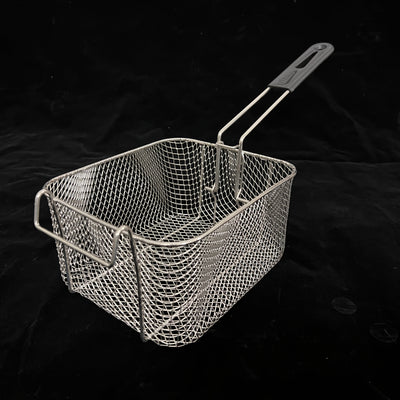 Cesta de freír de acero inoxidable con mango de metal - Fácil de limpiar, plegable, resistente a altas temperaturas para papas fritas, alas de pollo y más | Herramienta de cocina comercial y doméstica, estructura de malla | Herramienta de cocina duradera