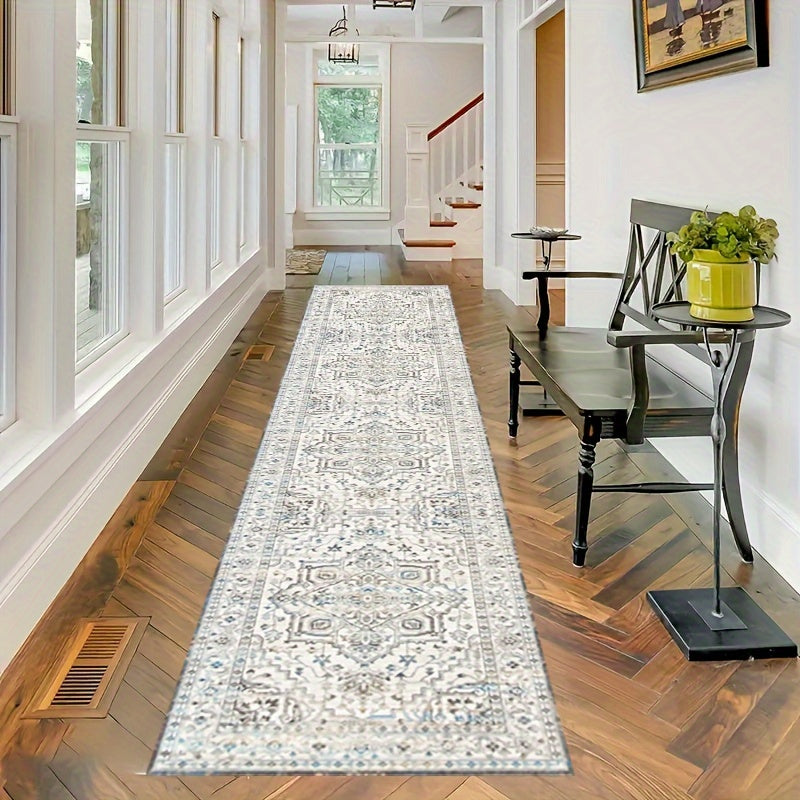 1 pieza de alfombra corredora bohemio vintage, 2x6/8/10 pies, poliéster ligero, lavable en máquina, alfombra de escalera de terciopelo de cristal, ideal para pasillo, sala de estar, dormitorio, solario, suelos de madera dura, decoración del hogar, decora