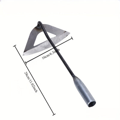 Hacha hueca de acero endurecido de alta calidad - Rascador de malezas portátil con mango ergonómico, duradero y resistente a la corrosión para jardines de verduras, camas de flores y aéreo de suelo, herramienta de jardinería, acabado metálico elegante, m