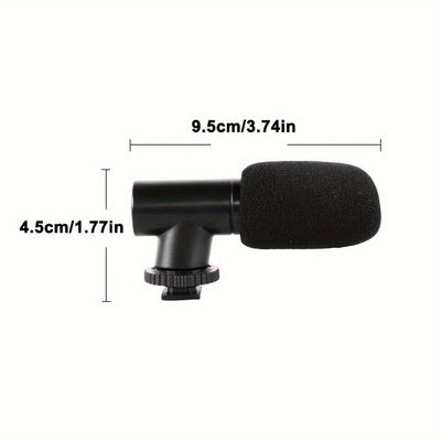 Cámara de micrófono universal negro, patrón de polarización unidireccional, conector de 3,5 mm, alimentación cableada, con montura de choque y protector antiviento, para DSLR, transmisión en vivo, videoconferencia