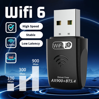 Adaptador de red WiFi AX900m de doble banda 2.4G/5G, USB inalámbrico 5.0, configuración sin herramientas para PC/Mac, antena doble, modo alimentado por USB, Wi-Fi 2.0