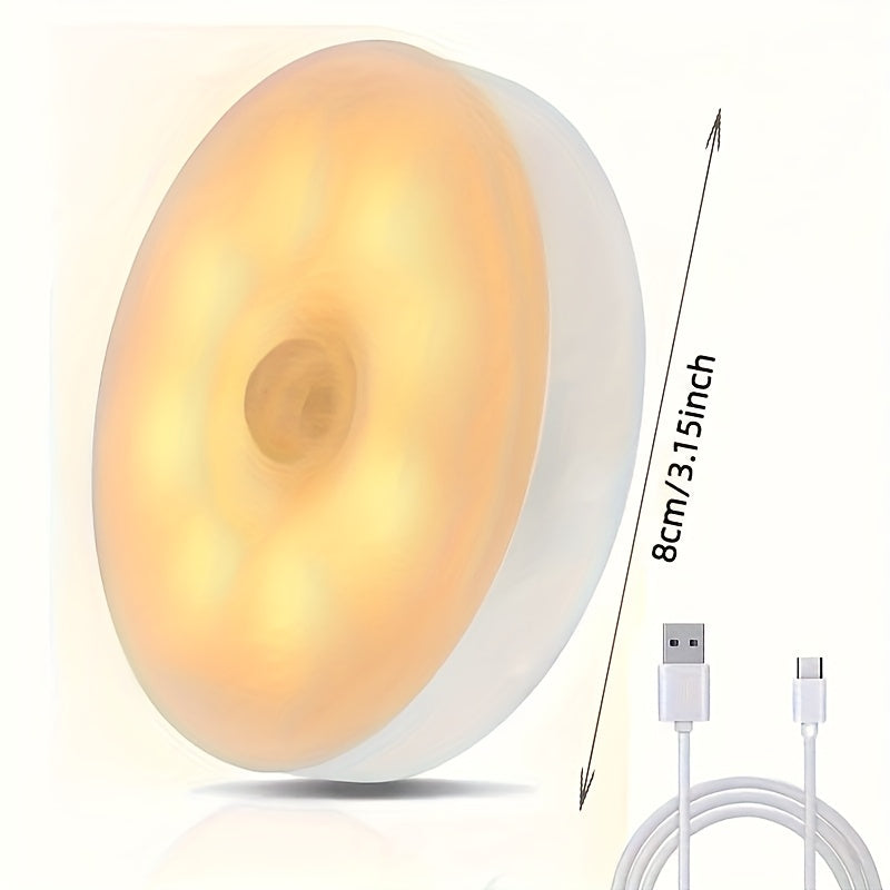 3 luces nocturnas con sensor de movimiento, dimmer de 8 LED, recargable por USB, acabado pulido, opción para colgar o poner de pie, para dormitorio, pasillo, clóset y escaleras, color sólido, batería de litio