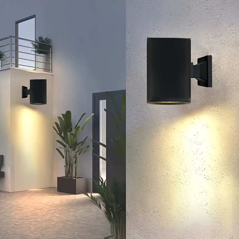Luz de pared redonda solar LED, decoración de paisaje de jardín de pared exterior, luz decorativa moderna y minimalista, iluminada creativamente, adecuada para patio, jardín, camino, puerta, patio, iluminación de escaleras.