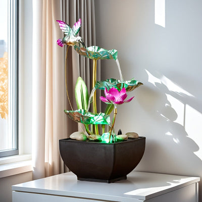 Fontana de escritorio creativa de tres niveles con adornos de roca natural, ideal para dormitorios, salones o escritorios, creando un ambiente relajante y acogedor