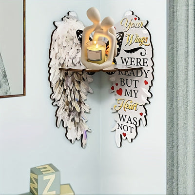 Estante de Pared con Alas de Ángel de Madera Boho-Chic - Diseño Colorido y Calado para Decoración del Hogar