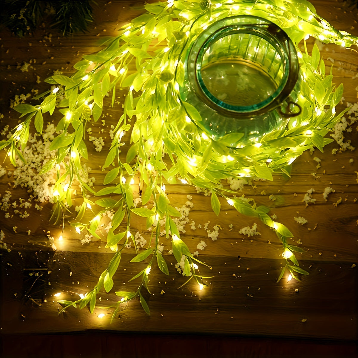 Luces de hadas de sauce artificial de 100 LED, material de PC, 8 modos de iluminación, alimentación por USB, sin batería, adecuadas para fiestas, bodas, decoración de dormitorio, Halloween, Navidad, Acción de Gracias, para mayores de 14 años (1 pieza)
