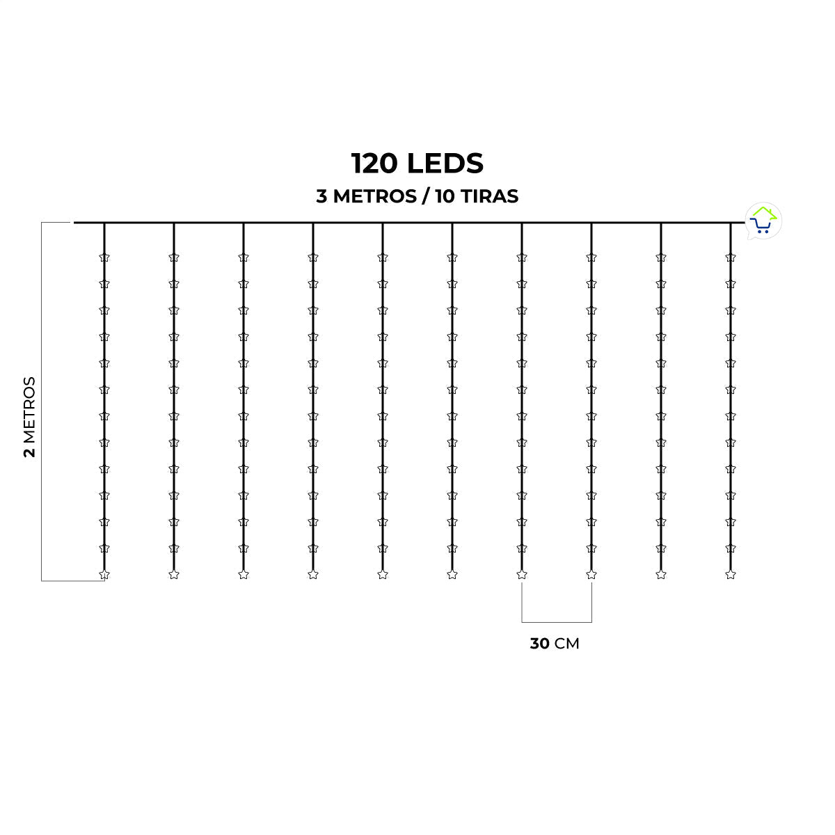 Cortina De Estrellas 3 M 120 LED Navidad 1820