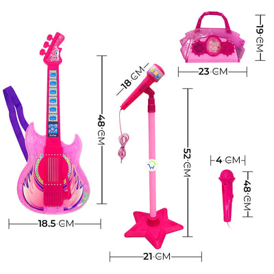 Guitarra Eléctrica + Micrófono + Parlante Musical Luces y Sonido Juguete HD-771