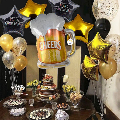 Globos Metalizado Cerveza Feliz Cumpleaños Fiesta Temática OE248
