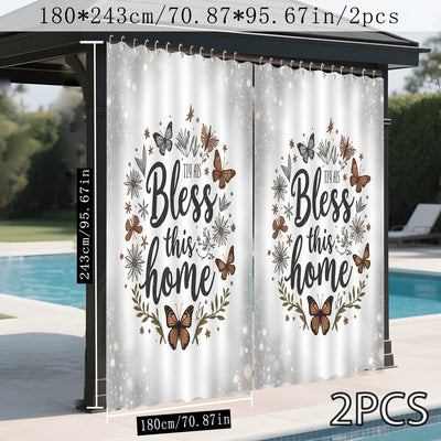 1pc/2pcs Cortina Exterior con Diseño Floral 2D de Fondo Luminoso, Ideal para Patio, Pérgola y Jardín – Decoración Todo el Año con Ganchos, Perfecta para Otoño, Invierno, Halloween, Navidad y Bodas