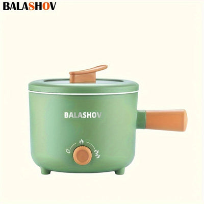 BALASHOV 1.6L Olla Eléctrica Antiadherente con Rejilla de Vapor, Cocinero de Ramen Portátil y Rápido, Ajuste de Potencia, Sartén Antiadherente para Saltear, con Conector US, Alimentación de 110V-130V, para Cocinar Pasta, Fideos, Bistec, Habitación de Res