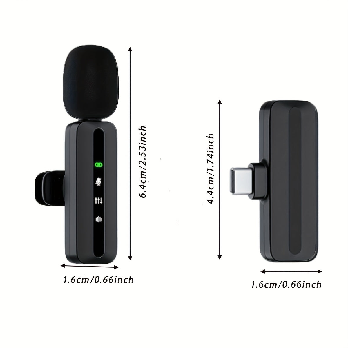 Micrófono inalámbrico de clip 2 en 1 con reducción inteligente de ruido, batería de 60H y carga USB-C de 3.5H, listo para usar en podcasts, transmisiones en vivo, reuniones, vlogging, equipo para videoblogs | Micrófono de clip compacto | Micrófono inalám