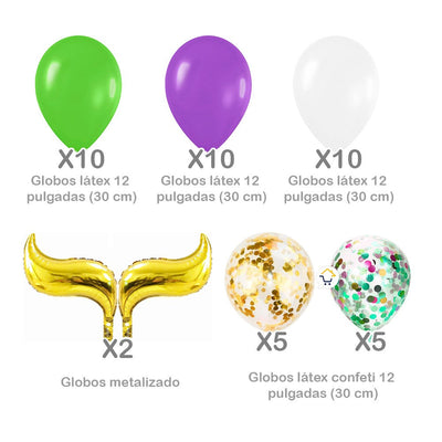 Kit Decoración Globos Cola Sirena Fiesta Temática Cumpleaños OE135
