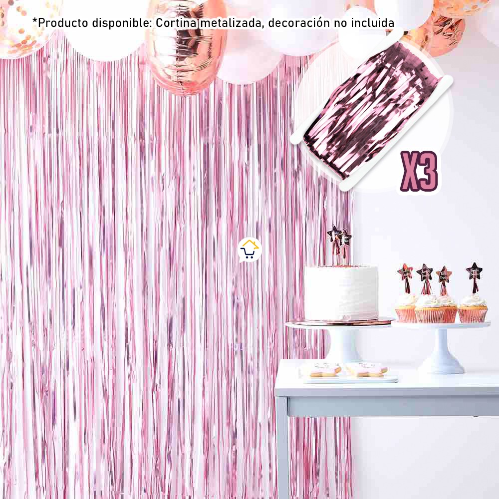 Cortina Metalizada brillante x3 Decoración Fiestas OE111