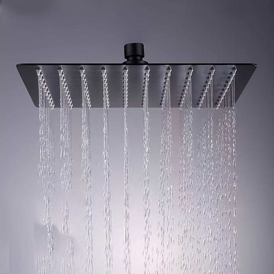 Cabezal de ducha metálico de 10 pulgadas con jets corporales, sistema de ducha de lluvia rectangular montado en la pared, estilo de hotel empotrado en el techo para spa de baño
