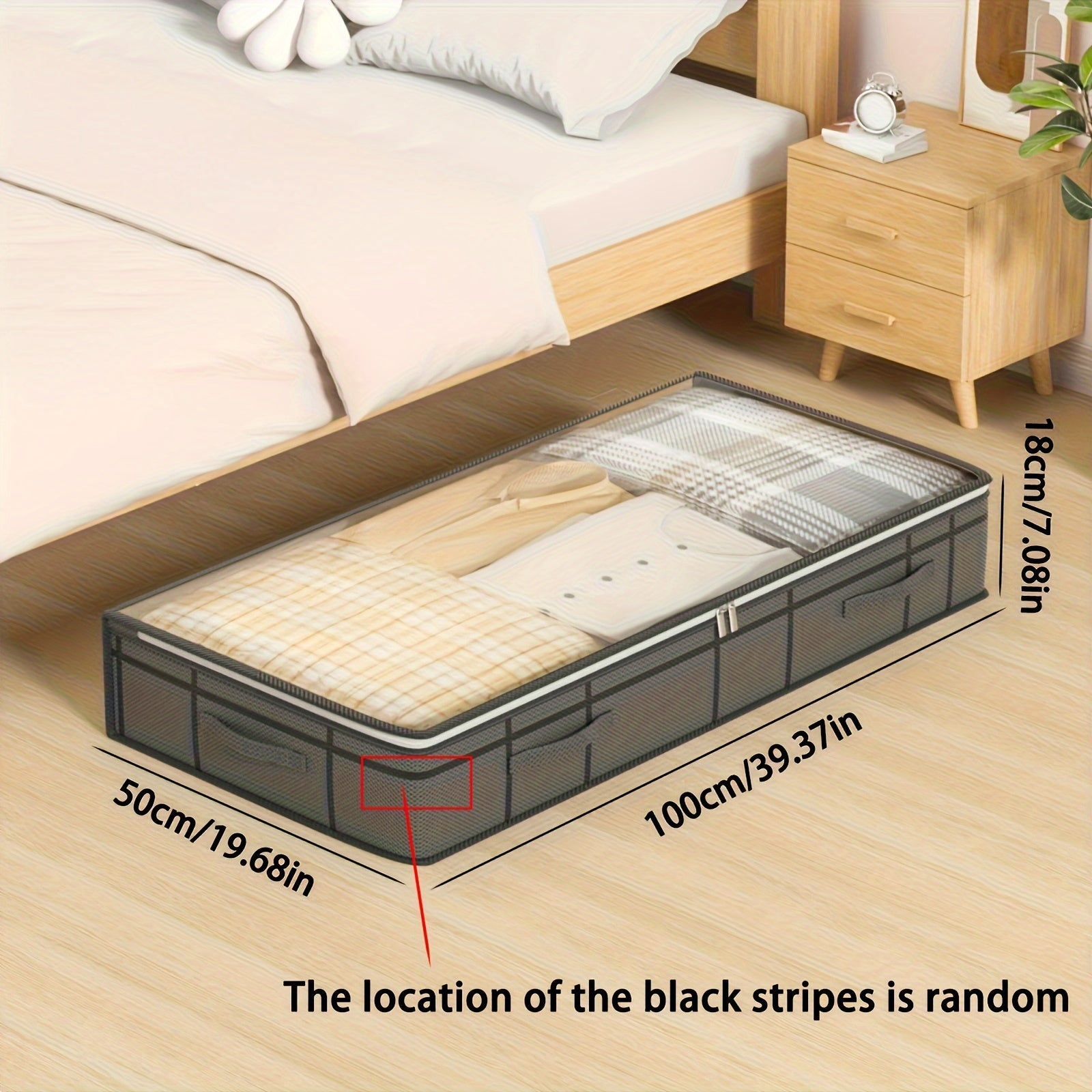 Organizador de almacenamiento debajo de la cama con tapa transparente, bolsa de almacenamiento de ropa de gran capacidad, organización doméstica simplista