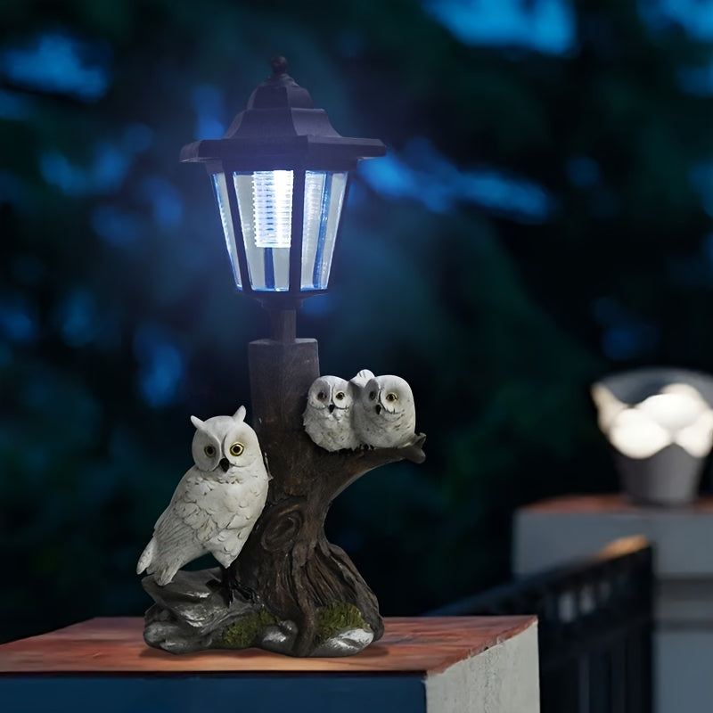 1 pieza de Estatua de Búho con Energía Solar - Lámpara Decorativa para Jardín de Resina con Detalles de Plumas Realistas, Iluminación Ambiente Exterior para Patio, Balcón o Jardín, Regalo Perfecto para Amigos y Día de la Madre, Decoración Hogareña de Búh