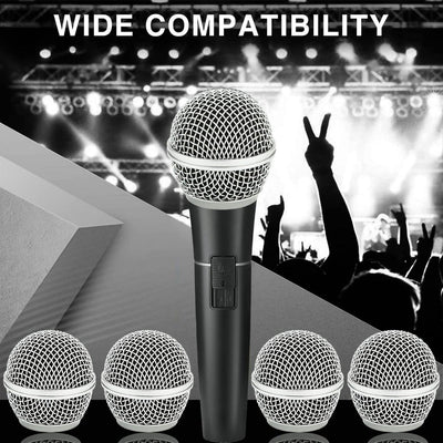 Reemplazo de Cabeza de Micrófono NEWKS, Cabezales de Reemplazo de Malla de Acero para Shure SM58 (2pcs), Plateado