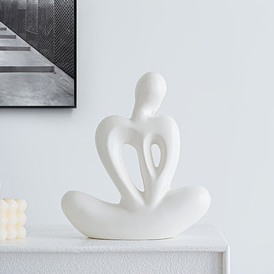 Figura Cerámica de Pensador Abstracto de Inspiración Nórdica - 1 pieza, Perfecta para Decoración de Sala de Estar, Escritorio o Mueble de Vinos