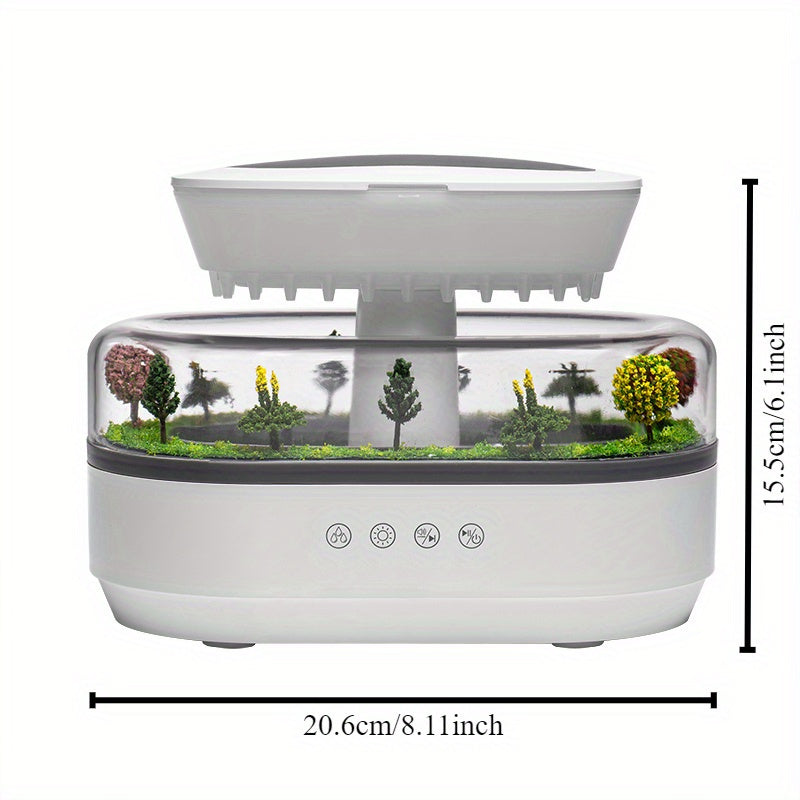 Difusor de aromas con diseño de paisaje forestal, luz nocturna de 7 colores y sonido blanco natural – Humidificador de aceites esenciales relajante para dormitorio y oficina, material ABS, niebla fría, enchufe estadounidense, difusor de aromas y humidifi