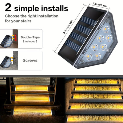 6 Luces Solares con 7 LED para Escaleras, Patios, Jardines, Pasillos y Paisajismo – Iluminación Exterior para Terrazas, Entradas y Caminos