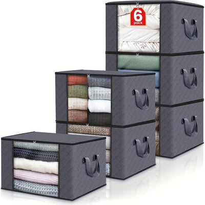 3 paquetes de cestas de almacenamiento de tela plegables de gran capacidad - Ideales para ropa de cama, ropa, almohadas, edredones - Perfectas para el hogar, el dormitorio, el dormitorio, los armarios de spa - Material tejido gris, no se necesita electri