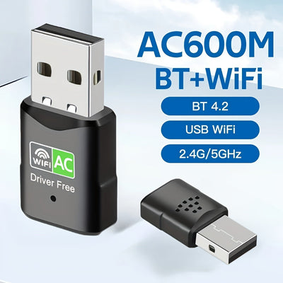 Adaptador WiFi USB MCPIWOHY, 5G Dual Band 600m, sin controlador, receptor de red inalámbrica para escritorio, conectividad USB, modo de alimentación sin carga, no requiere batería, accesorio de red | Negro elegante | Pantalla vibrante, herramienta de red
