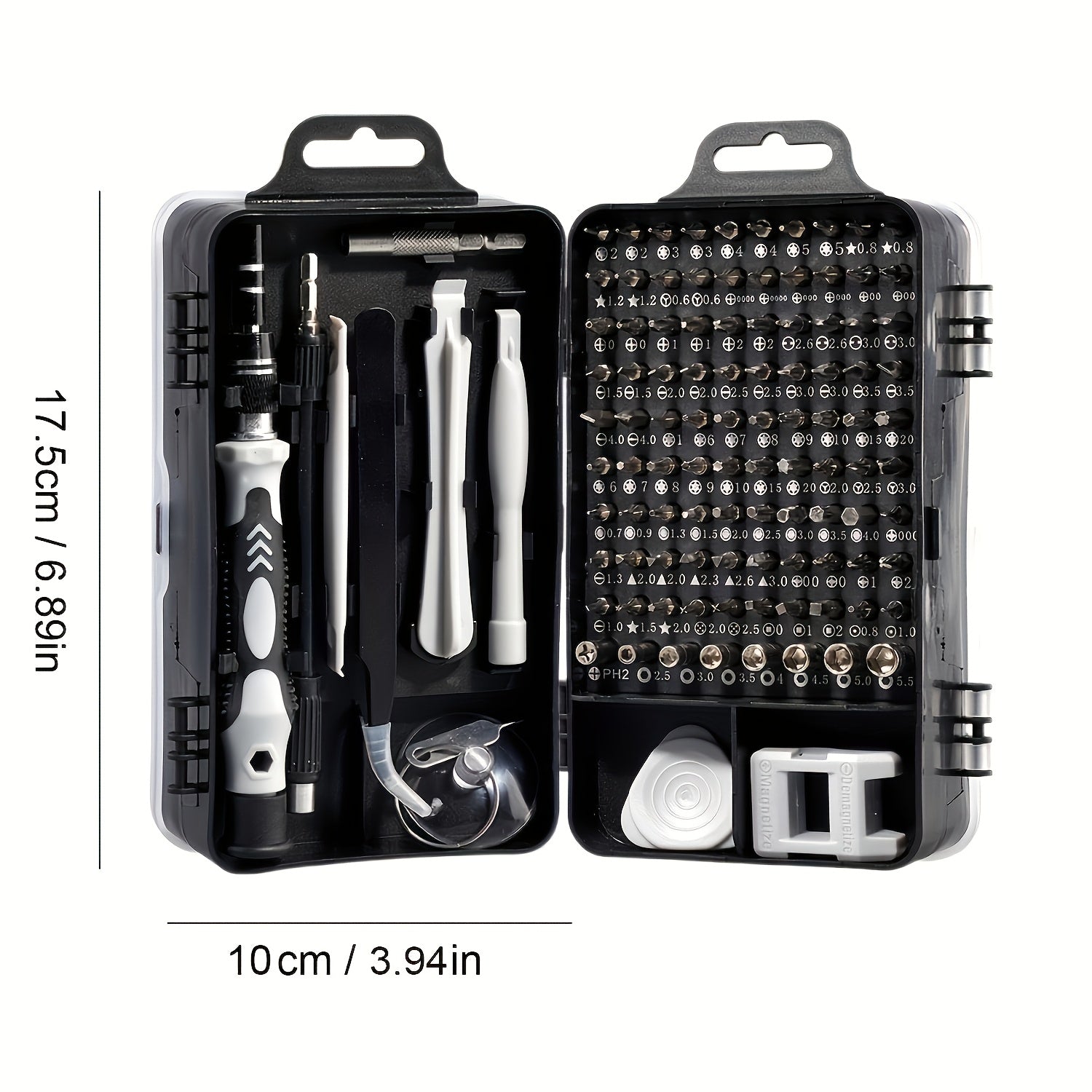 Juego de 115 destornilladores de precisión de acero cromo vanadio, kit de herramientas magnéticas, antideslizante, mango ergonómico, ideal para electrónicos, celulares, laptops, relojes, resistente a golpes, con cabezas domo, hexagonales, pentagonales y