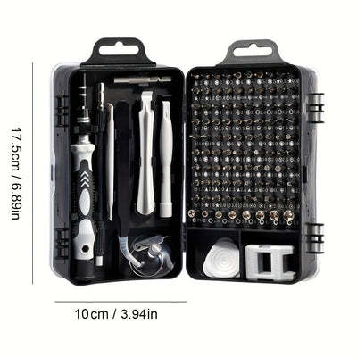 Juego de 115 destornilladores de precisión de acero cromo vanadio, kit de herramientas magnéticas, antideslizante, mango ergonómico, ideal para electrónicos, celulares, laptops, relojes, resistente a golpes, con cabezas domo, hexagonales, pentagonales y