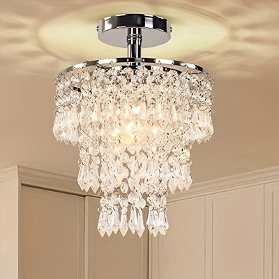 1pc Pequeña Luz Colgante De Cristal, Mini Luz De Techo De Cristal LED, Luz De Lluvia De Cristal De 3 Niveles, Accesorio De Luz Decorativa, Luz De Techo Empotrada, Luz De Cristal, Para Dormitorio Pasillo Sala De Estar Habitación De Niñas Comedor Baño (Bom
