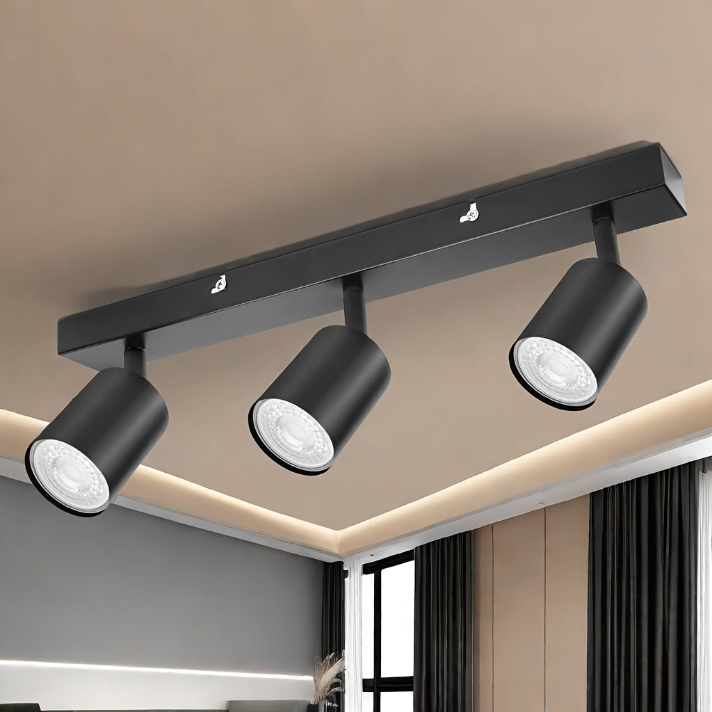 Luminaria de techo con seguimiento AMANSOUR LED, hierro fundido Semi Flush Mount, spotlight ajustable de 350°, GU10, con hardware de instalación, para salón dormitorio cocina, sin bombillas incluidas