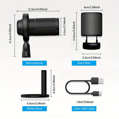 Micrófono de condensador profesional de estudio USB, micrófono para juegos de PC, micrófono para PS4/PS5/Mac/teléfono, iluminación RGB brillante, grabación, transmisión, juegos, canto, micrófono ME6S