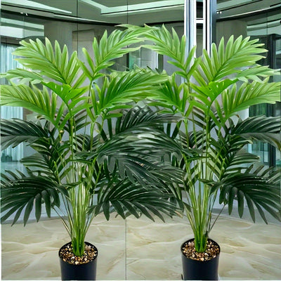 2 piezas de 81,99 pulgadas de palmeras artificiales grandes - Hojas de palma falsas realistas, plástico, decoración interior y exterior, bodas y compromisos, vegetación interior | Estética natural | Plástico duradero