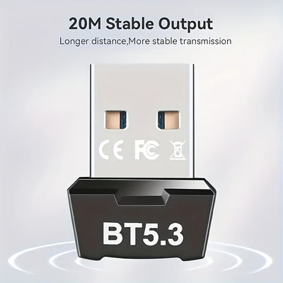 Adaptador de Red sin varillas USB-B 5.3 - Plug & Play para Windows 11/10/8.1, Diseño de Doble Antena, Control por App, Compatible con PC/Laptop/Auriculares/Tarjetas Teclado/Mouse/Altavoces, Desciende Automáticamente a 5.2/5.1/5.0/4.2/4.1/4.0, Adaptador W