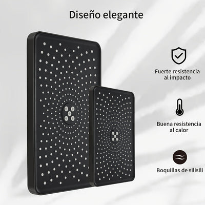 1pc Cabezal de Ducha de Alta Presión, Diseño Rectangular Negro Elegante, Montado en la Pared, Flujo de Agua Ajustable, Ideal para Baños Modernos, Ducha de Alta Presión|Accesorio de Baño Elegante|Acabado Estético