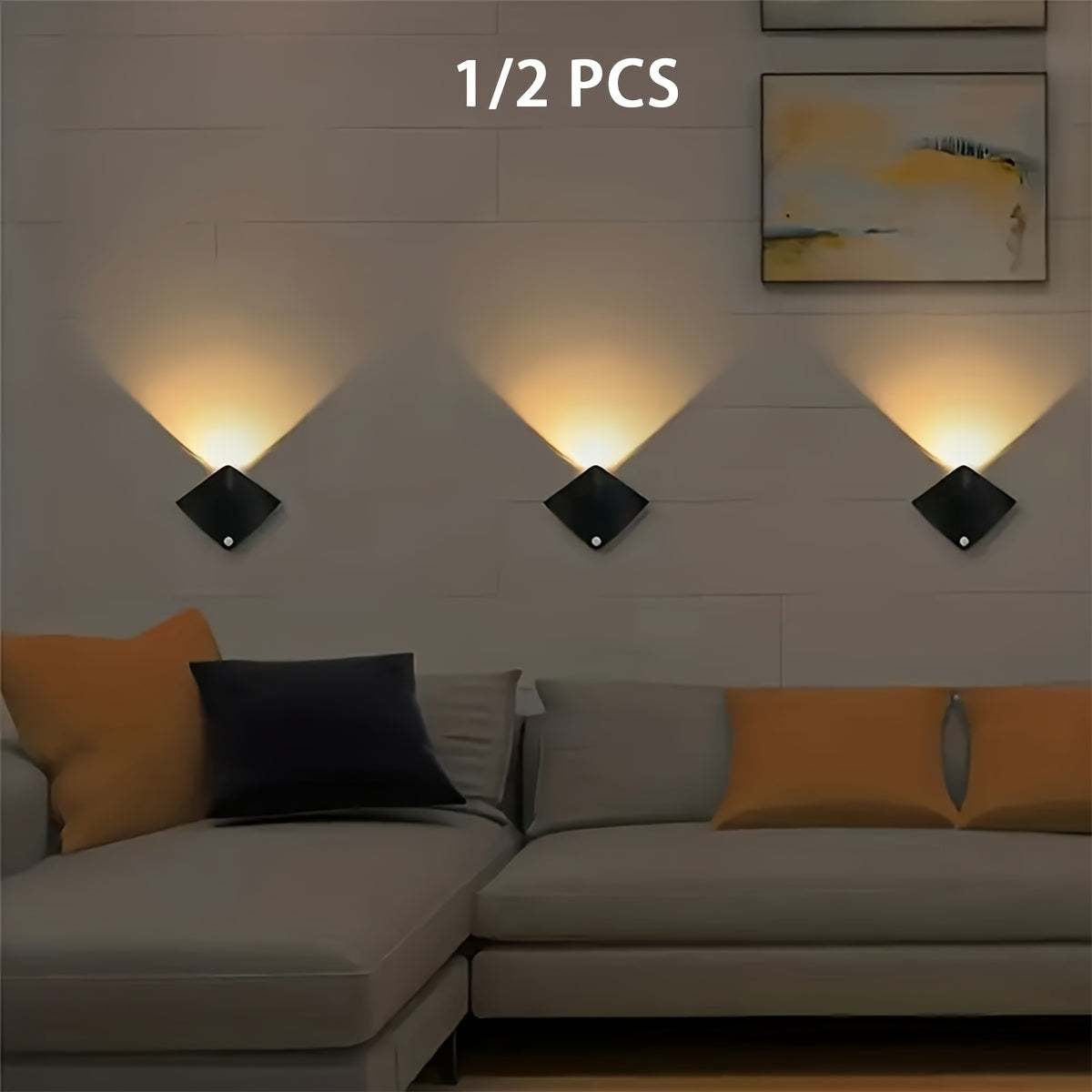 1/2 piezas de luz LED con sensor deportivo para pared - Lámpara decorativa nocturna en forma de pez diablo. Luz inteligente con batería, pantalla de acrílico, ideal para dormitorio, pasillo, escaleras y decoración de hotel (pilas no incluidas)
