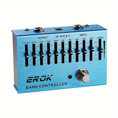 Pedal de EQ de 10 Bandas Premium para Guitarra y Bajo - True Bypass, Volumen Ajustable, Carcasa de Aluminio Duradera, Cubre de 31.25Hz a 16kHz
