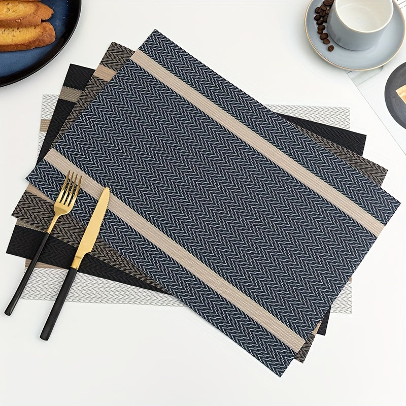 6 manteles individuales de PVC coloridos a rayas, lavables, reutilizables y aislantes del calor, para decoración de mesa de cocina o comedor